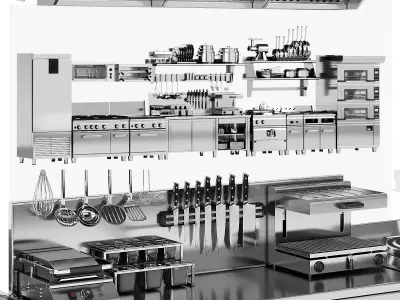 Set of equipment for cafes and restaurants 3D model