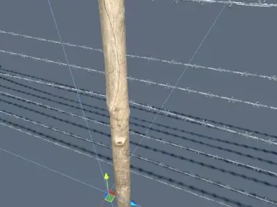 Wire Fence Low-poly 3D model