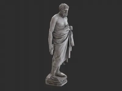 Greek Man Statue - Granite Low-poly 3D model