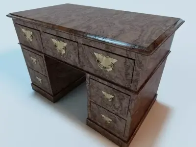 Wooden Antique Desk 3D model