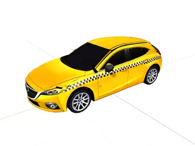 Low Poly Yellow Taxi cab Low-poly 3D model