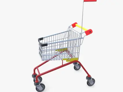 Kid shopping cart v1 Low-poly 3D model