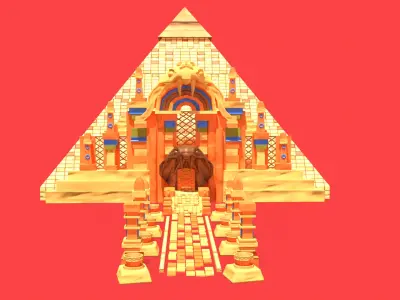 Stylized Serpent Temple Low-poly 3D model