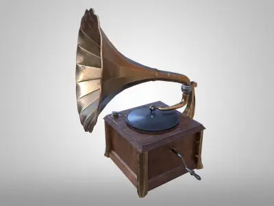 Gramophone antique Low-poly 3D model