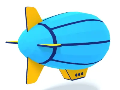 Low Poly Cartoon Zeppelin Low-poly 3D model