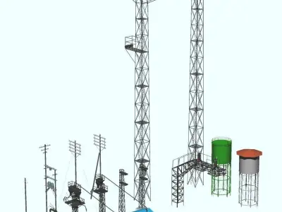 railway towers Low-poly 3D model