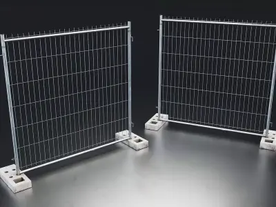 Construction Site Metal Fence 3D Model Low-poly 3D model