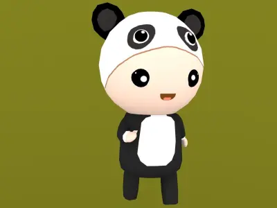 Chibi Panda Animated For Games Free low-poly 3D model