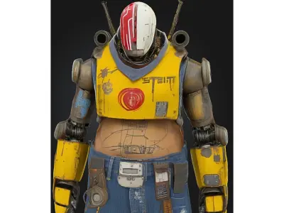 Urban Bot with Exposed Belly Low-poly 3D model
