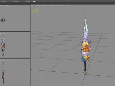 Cartoon starfish octopus sword Low-poly 3D model