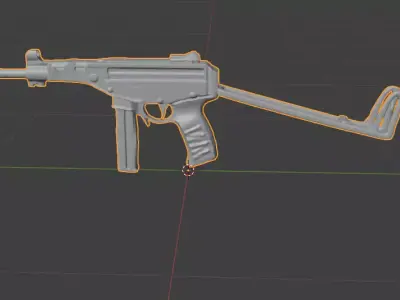 Submachine gun ready to use  3D model