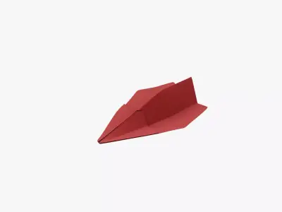 Paper Plane Red Low-poly 3D model