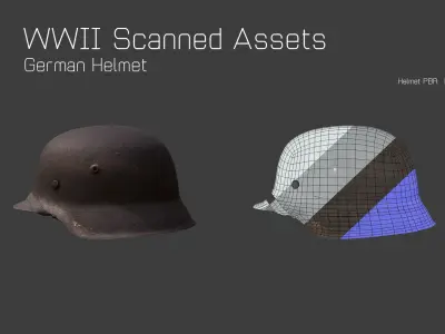 WW2 German Helmet StahlHelm - WW2 Scanned Asset Pack Low-poly 3D model