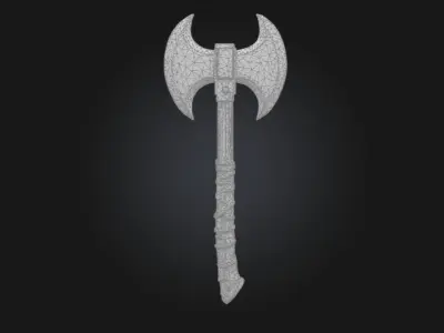 Viking and Barbarian Axe and Shield Pack Stylized Weapons Low-poly 3D model