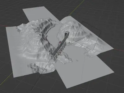 Tram Goes Through Canyon 3D model