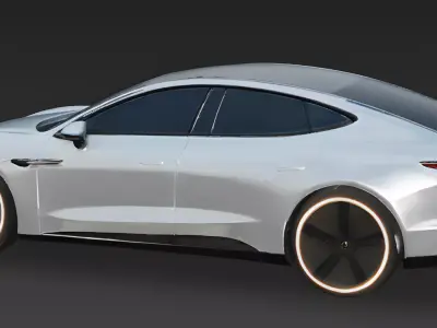 Realistic Futuristic EV Sedan 3D Model 3D Model Low-poly 3D model