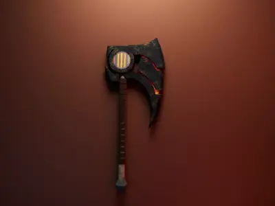 Inferno Core War Axe Fantasy Weapon AAA Game Ready Low-poly 3D model