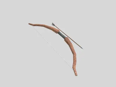 low poly bow 2 and arrow Low-poly 3D model