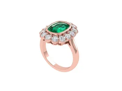 Cushion Solitaire Art deco Ring 3D print model 4