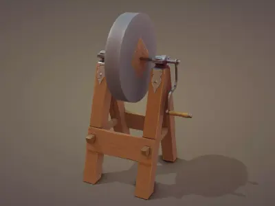 Medieval Grindstone Low-poly 3D model get