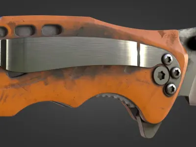 Stylish Orange Folding Pocket Knife Rigged Animated Game Ready Low-poly 3D model