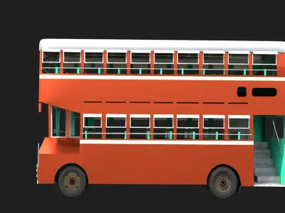 Double Decker Bus of Mumbai City Low-poly 3D model