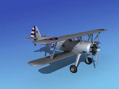 Stearman PT-17 Kaydet Military Trainer 3D model