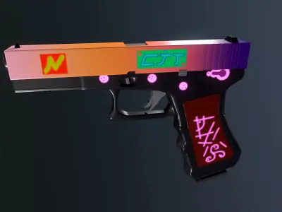 handpainted glock-17 Low-poly 3D model