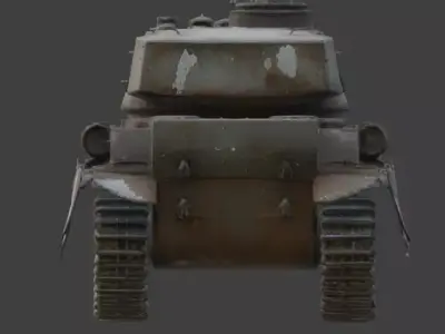 Rusted  Abandoned Heavy Tank 3D Model Low-poly 3D model