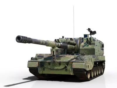 4 coatings of PLA Army PLZ05 155mm Self-Propelled Howitzer Low-poly 3D model