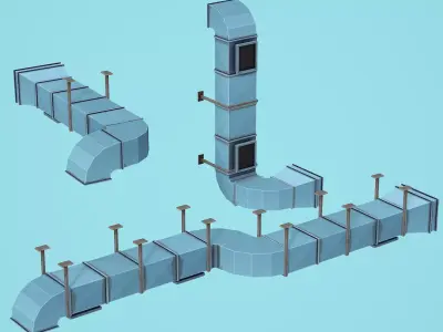 Modular Ventilation - Low Poly Mobile Ready Low-poly 3D model