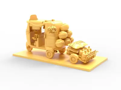 Indian Tuk Tuk Taxi Low-poly 3D model