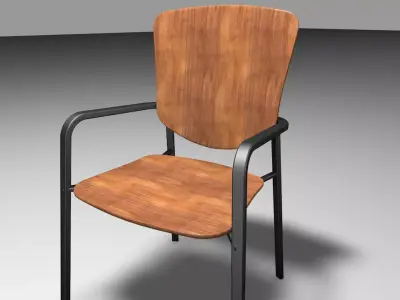 Modern wooden office chair Free low-poly 3D model