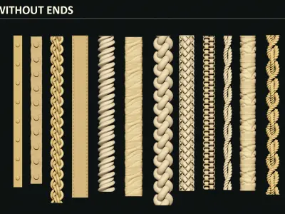 40 ROPE IMM BRUSHES FOR ZBRSUH  HIGH and LOWPOLY Low-poly 3D model