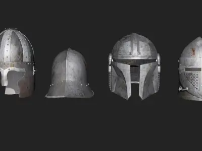 Halmet pack Low-poly 3D model