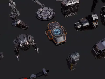SciFi Mech Hard Surface Kitbash Pack Vol 1   80 Pieces 3D model