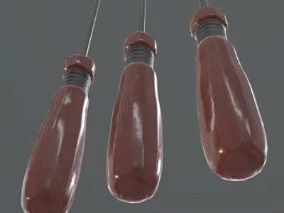 Screwdriver Set three screwdrivers Low-poly 3D model