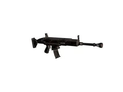 Post Apocalyptic Tactical Rifle FPS Game Ready PBR 3D Weapon Low-poly 3D model