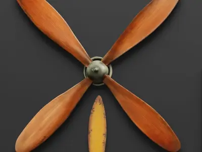 Set propeller 3D two wooden propellers 3D model