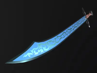 Saber Sword Fantasy Medieval Stylized PBR Low-poly 3D model