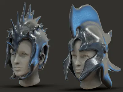 50 Model of warrior helmet-weapons and armor-Vol 03 Low-poly 3D model