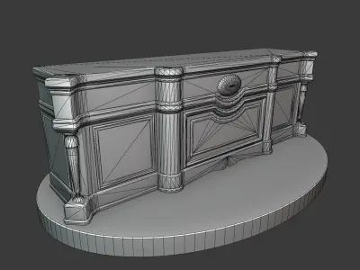 Vintage Big Commode Low-poly 3D model