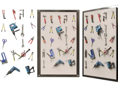 Workshop Tool Pegboard Low-poly 3D model