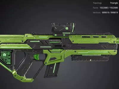 Sci Fi Green Rifle 3D model purchase