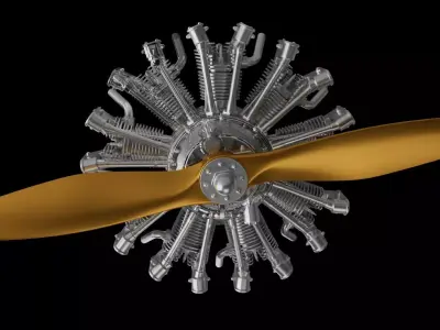 9-cylinder radial engine 3D model