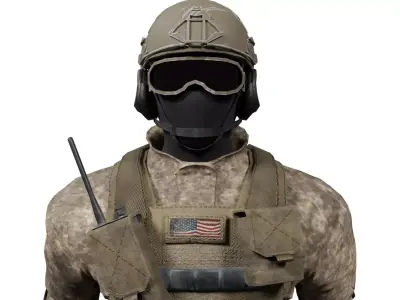 American Soldier Low-poly 3D model