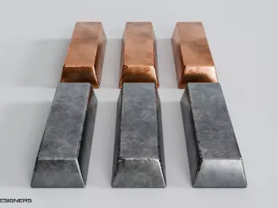Medieval Metal Ingot - Iron and Copper Ingot Low-poly 3D model