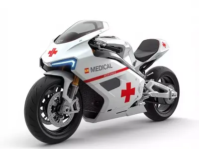 Futuristic Medical Response Motorcycle 3D Model Low-poly 3D model