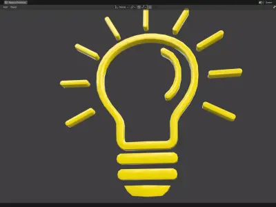 Idea Bulb Icon PBR Low-poly 3D model