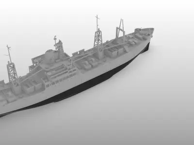 USS THUBAN  Andromeda class WW2 attack cargo ship print ready 3D print model